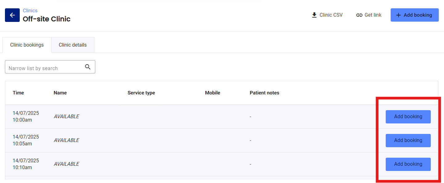 Clinic bookings add booking manual.png